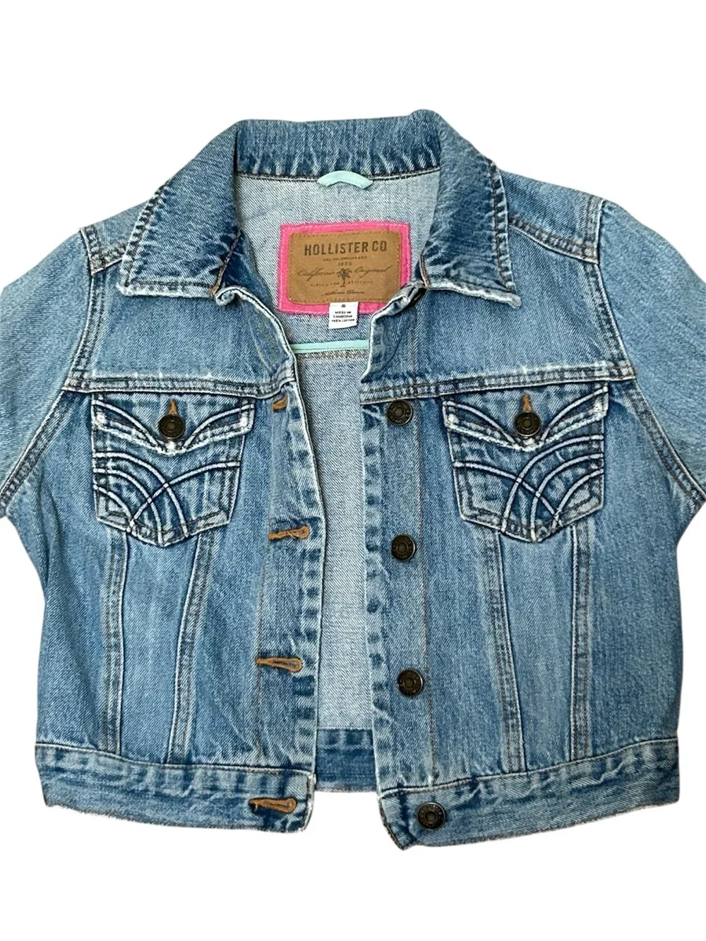 Vintage Y2K Cropped Hollister Denim Jacket Size Small